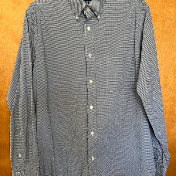 Blue & White Patterned Cotton Blend Collared Shirt // Croft & Barrow Men's 16.5 - Picture 5 of 6